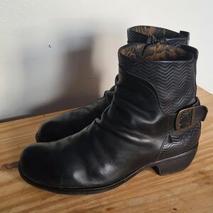 Fly London Slouchy Leather Moto Boots Booties EU 41 US 10